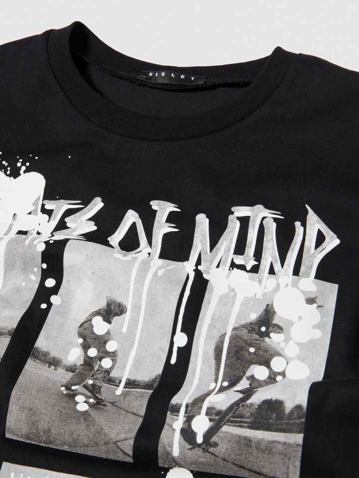 T-shirt with print - boys' short sleeve t-shirts - Black | Sisley Young image number 2